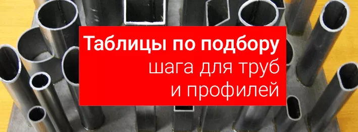 Таблица для подбора шага полотна